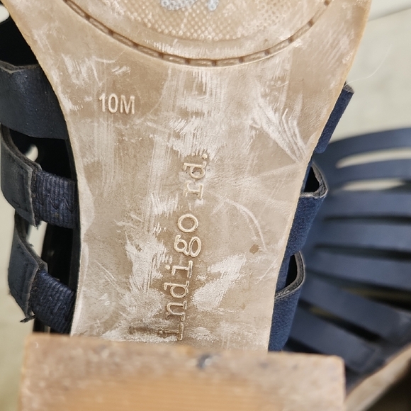 Indigo Rd Blue block Heeled Sandals with Faux Leather Cutout Design Womens 10 - Picture 8 of 8